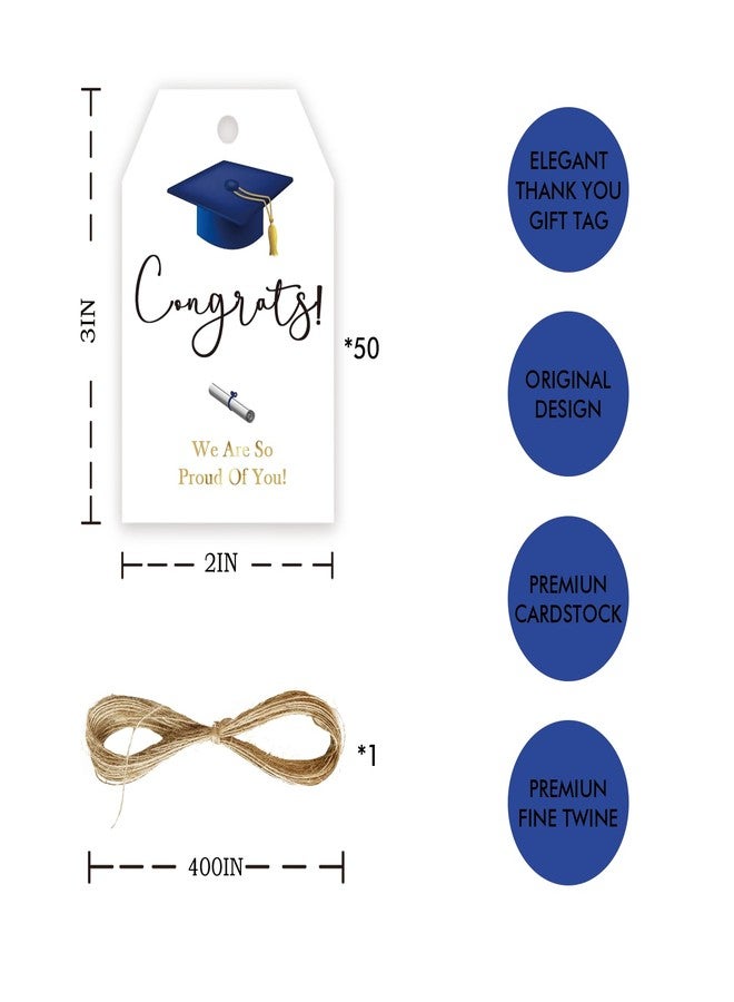 FORSHEEP 50pcs Congrats Grad Thank You Tags, Class of 2026 Gift Tag with String for Graduation Party, Masterd It Thank You Paper Tags for Grad Party Favors - Image 2